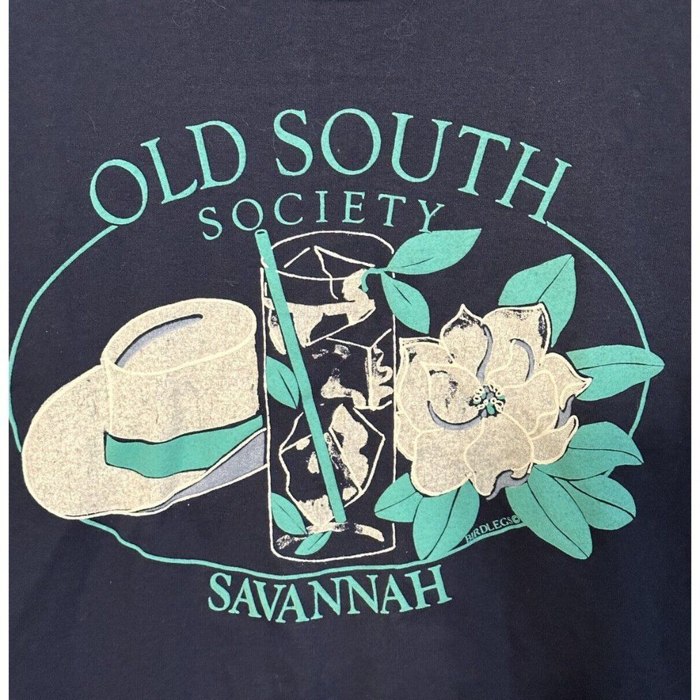 Vintage 90s Savannah Georgia Large Blue T-Shirt Single Stitch Southern
